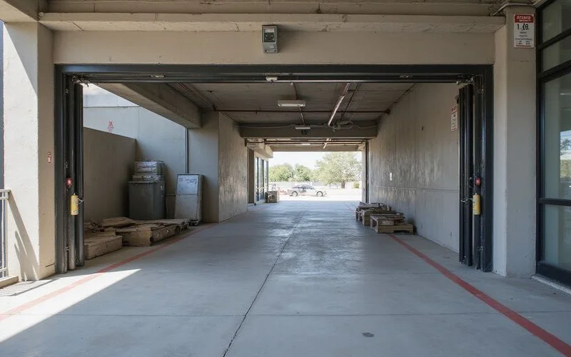 Controlled-access garage gate in a new high-rise