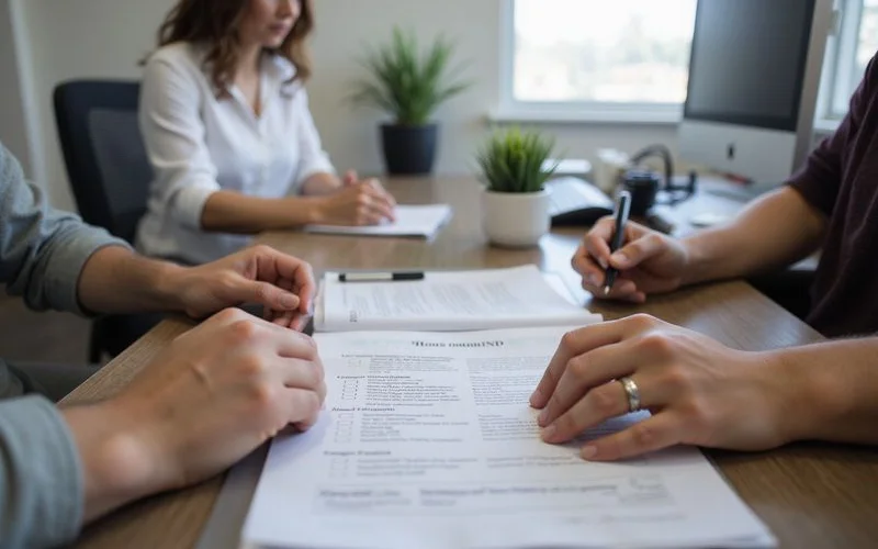 Leasing agent's desk with a document checklist, no faces