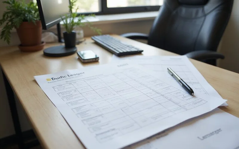 Printed rent ledger beside a lease concession addendum