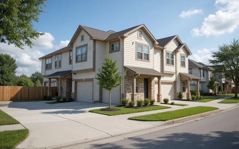 New rental townhomes with attached garages in a northwest Houston suburb