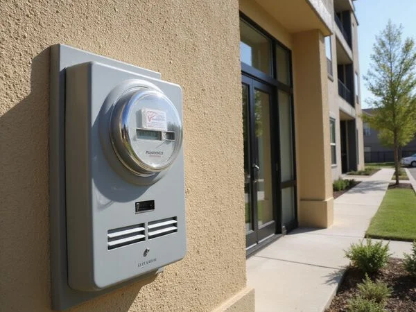 Electric meter bank on a new apartment building