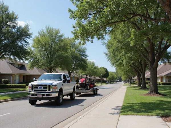 Landscaping truck on a new rental community street