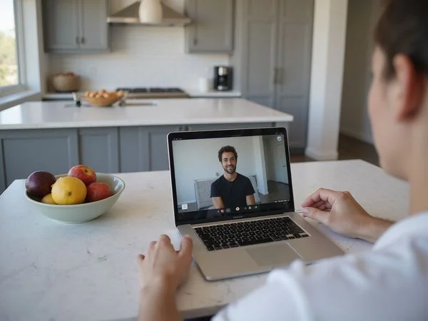 Video call showing an apartment interior