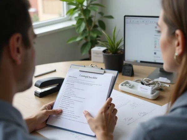 Leasing desk with a document checklist