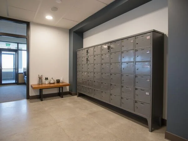 Package lockers in a new high-rise mailroom