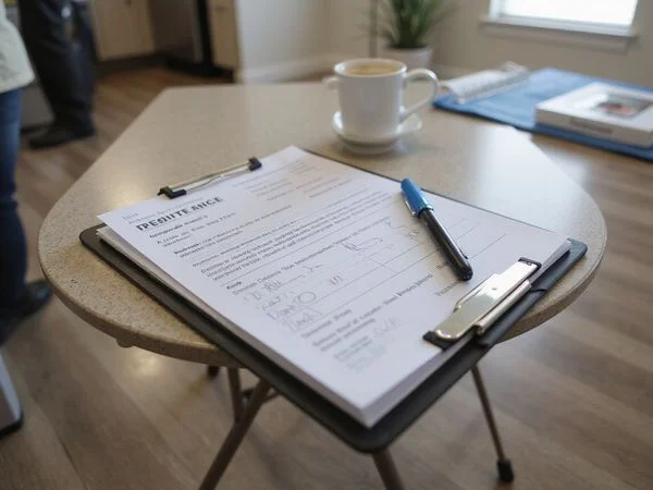 Reservation form and receipt on a clipboard