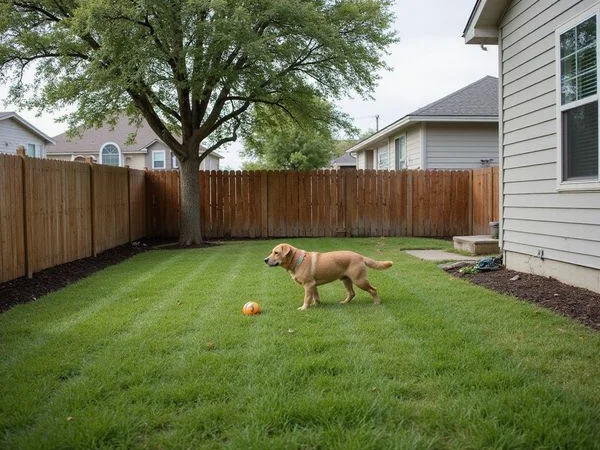 Fenced backyard of a build-to-rent home