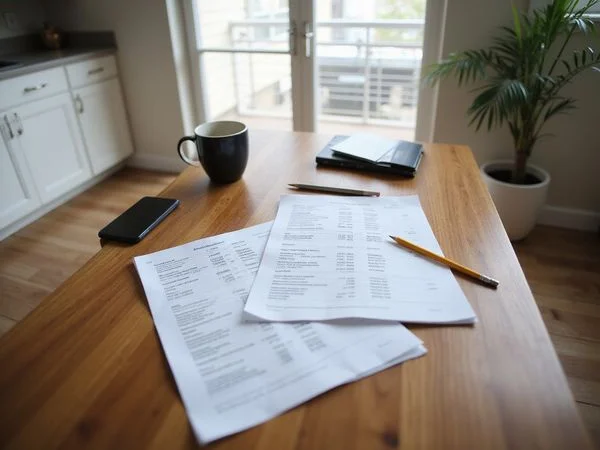 Two monthly statements side by side on a desk