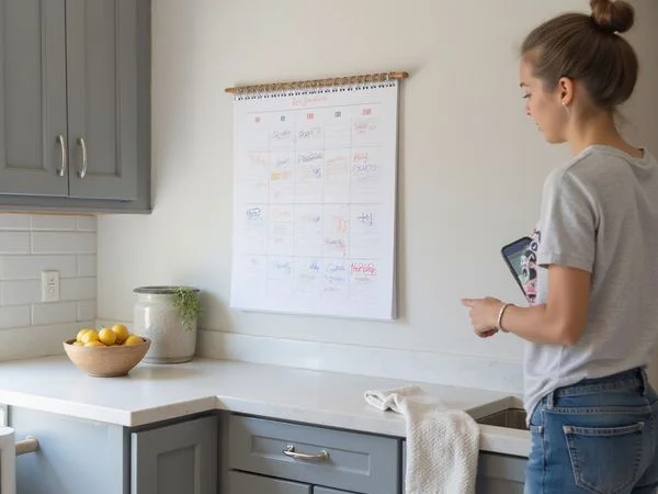 Wall calendar with weeks crossed out